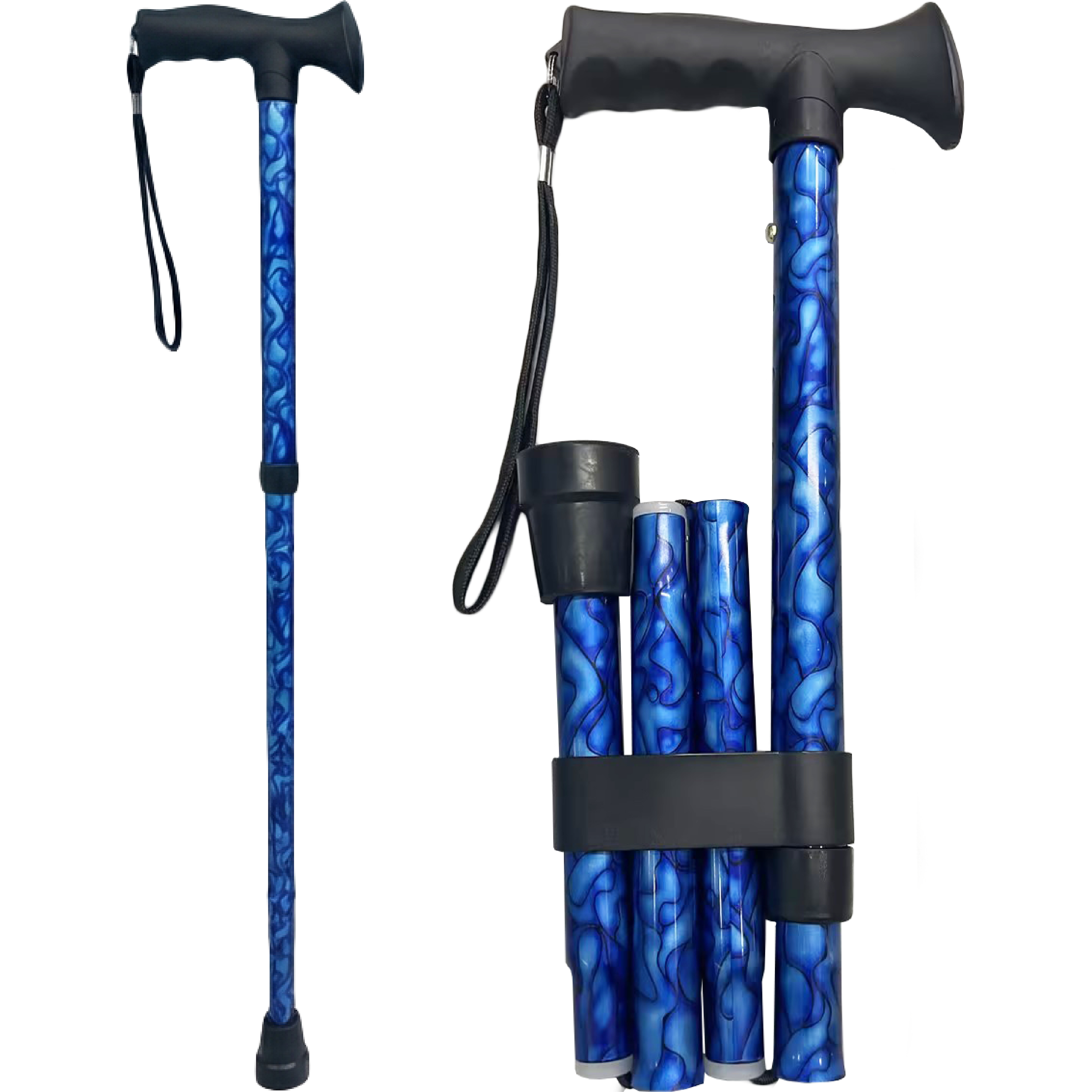 Folding Cane with Quad Tip Black – Nova Medical Products